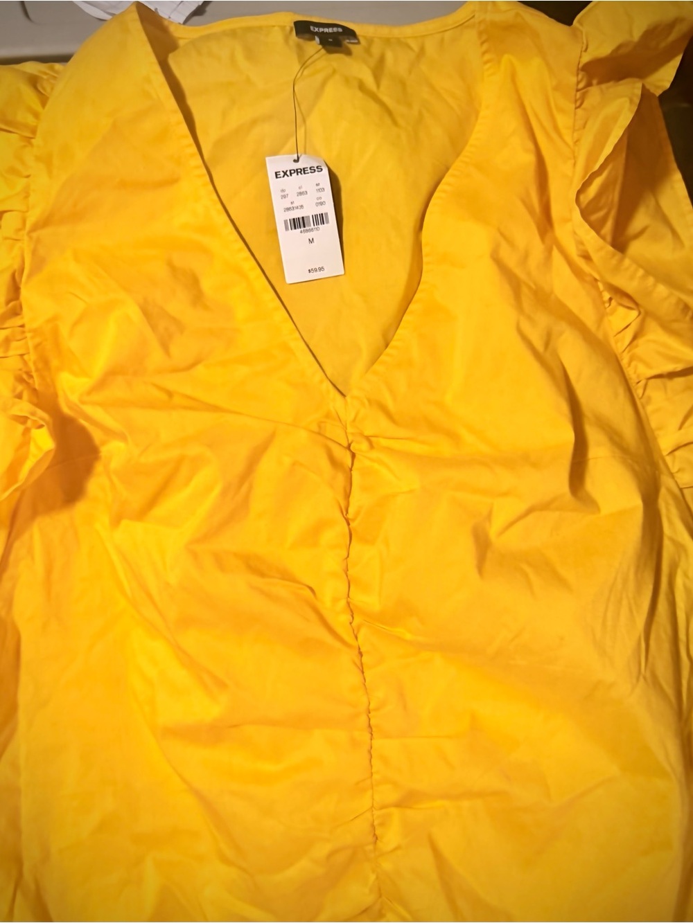 Express Bright Yellow v Neck Top